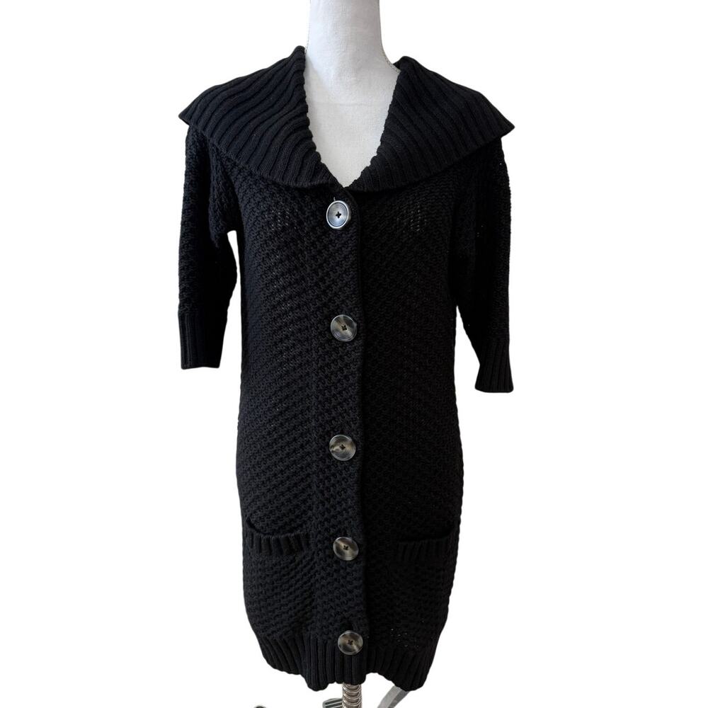 Vince Chunky Knit Long Cardigan Coatigan Duster Sweater Black